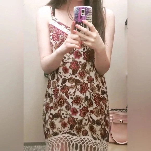 Unique Band of Gypsies floral mini shift dress with fringe and embroidery detail - Picture 6 of 6